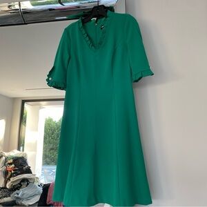 Karl Lagerfeld Green Midi Dress with Ruffle Trim